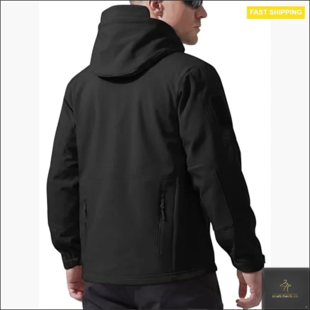 Men's Waterproof Tactical Softshell Jacket Hooded Outdoor Military Performance